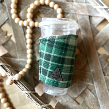 Load image into Gallery viewer, Evergreen Flannel Coffee Cozy
